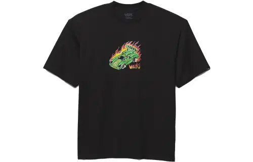 Vans FAST AS T Shirts Men's Black Crew Neck Moderate