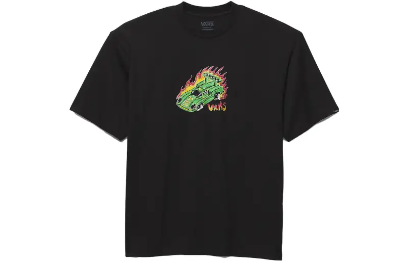 Vans FAST AS T Shirts Men's Black Crew Neck Moderate