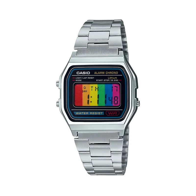 CASIO Custom Collection Quartz Movement Stainless Steel Strap Watch Unisex Multicolor Watch Dial