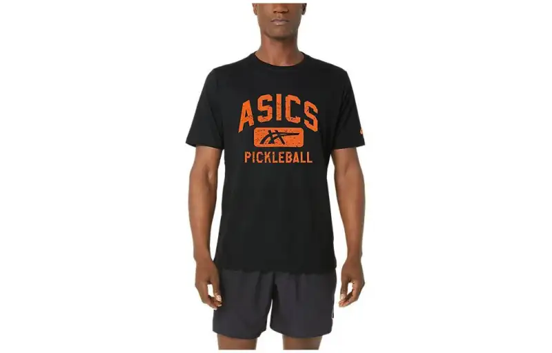 ASICS T Shirts Men's Black Crew Neck Moderate Other