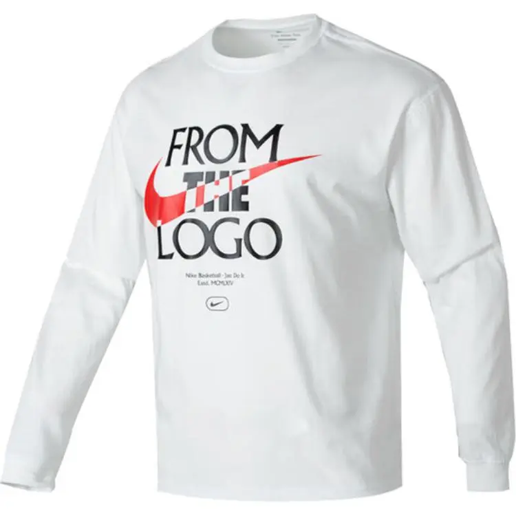 Nike T-Shirts Men's White Crew Neck Moderate Straight Fit