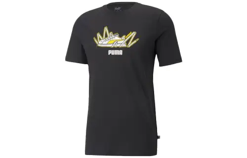 PUMA T Shirts Men's Black Crew Neck Moderate Straight Fit