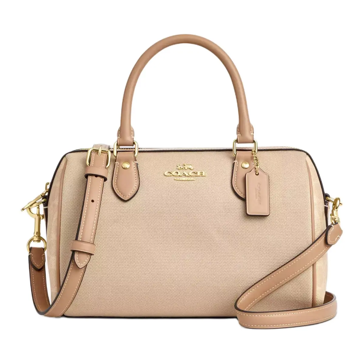 COACH Rowan Coated Canvas Handbag Medium Women's Natural Nude