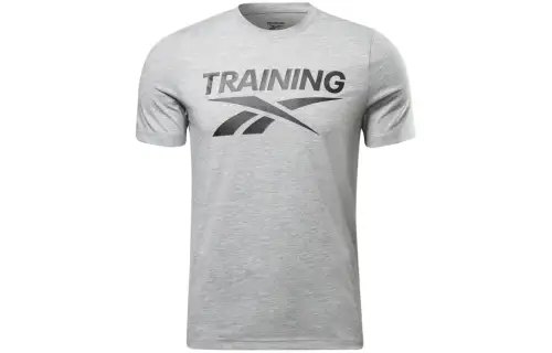 Reebok T Shirts Men's Gray Crew Neck Moderate Straight Fit
