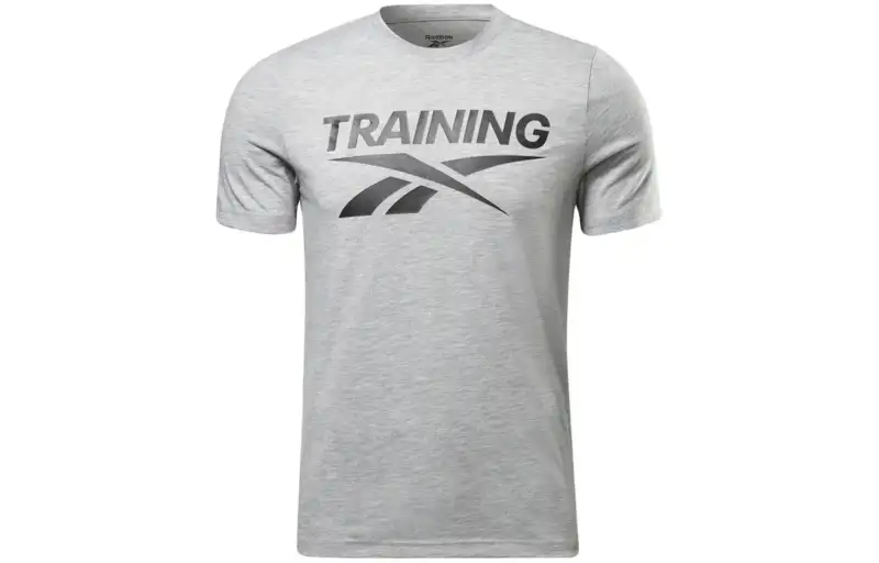 Reebok T Shirts Men's Gray Crew Neck Moderate Straight Fit