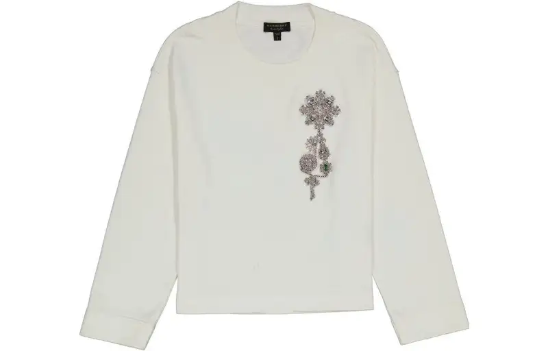 Burberry T Shirts Men's White Crew Neck Moderate Straight Fit