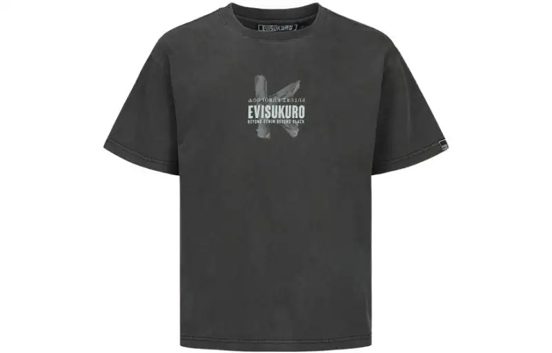 EVISU T Shirts Men's Black Crew Neck Moderate Straight Fit