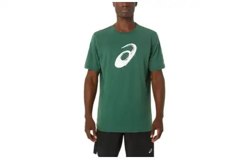 ASICS PAINTBRUSH T Shirts Unisex Green Crew Neck Moderate Straight Fit