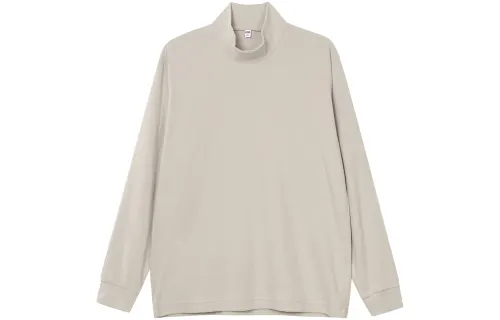 UNIQLO T Shirts Unisex Beige Turtleneck Moderate Straight Fit