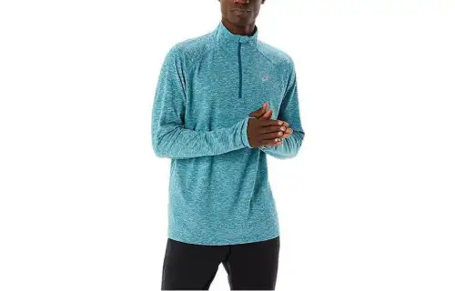 ASICS TRAIN SANA T Shirts Men's Light Blue Stand Collar Moderate Straight Fit