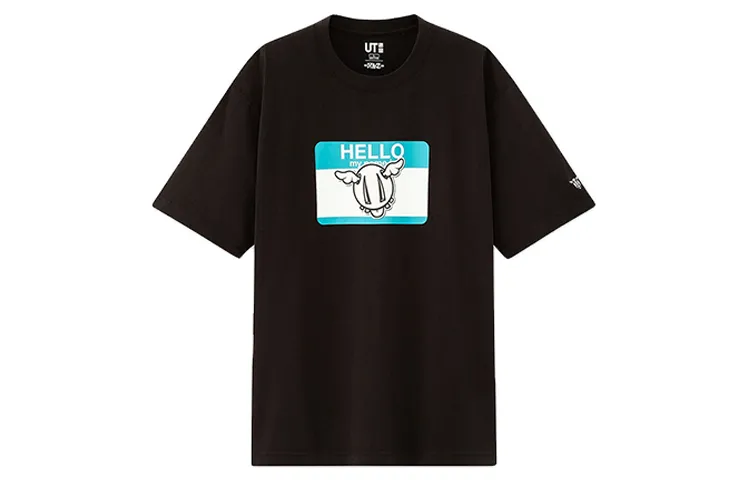 UNIQLO T Shirts Unisex Black Crew Neck Moderate