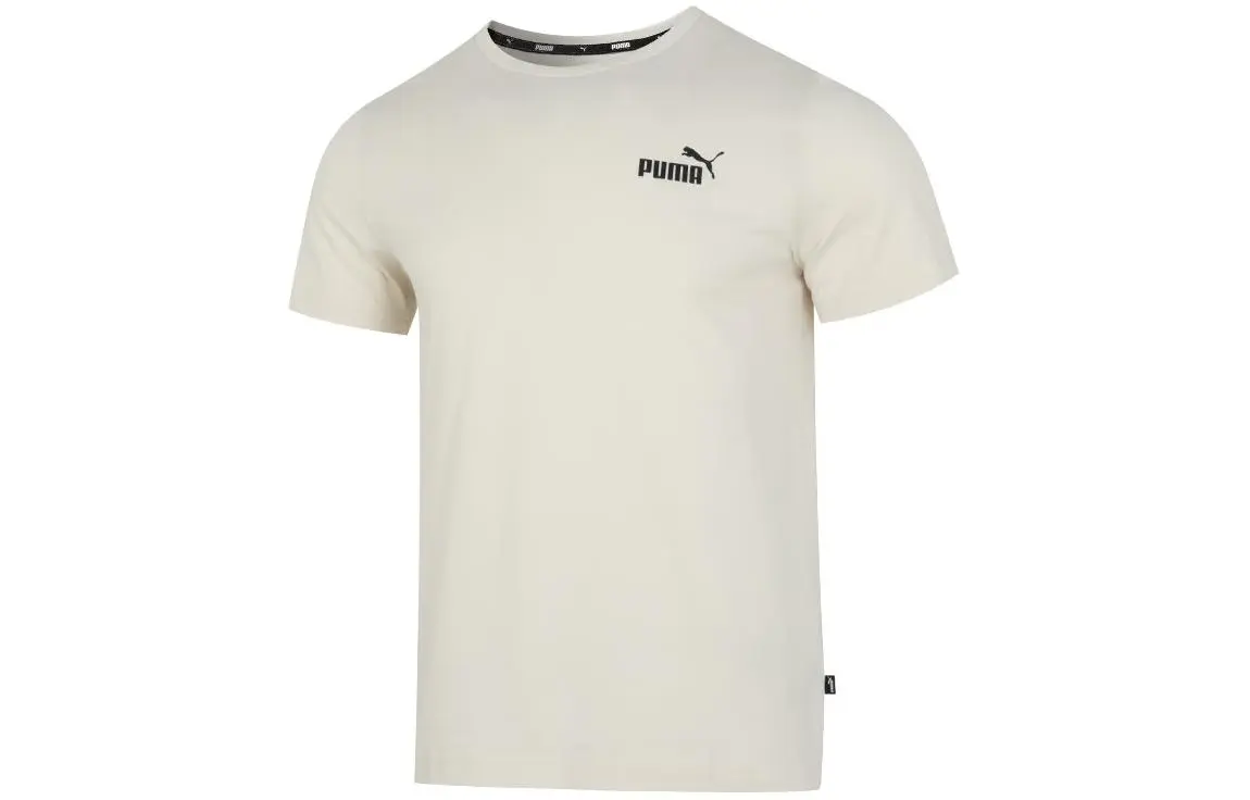 PUMA T-Shirts Men's Light Khaki Crew Neck Moderate Straight Fit