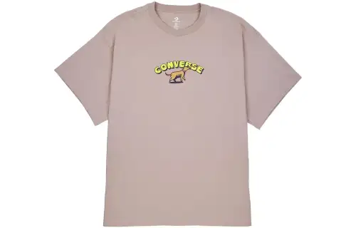 Converse T Shirts Unisex Khaki Crew Neck Moderate Straight Fit