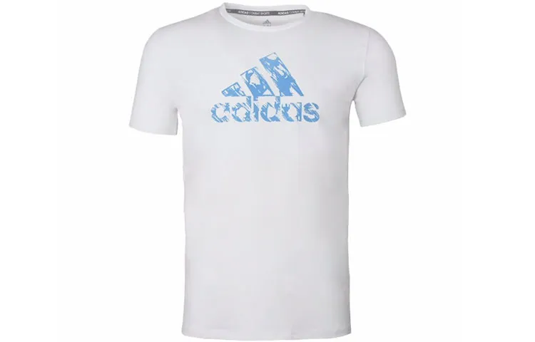 Adidas T-Shirts Men's White Crew Neck Moderate Straight Fit