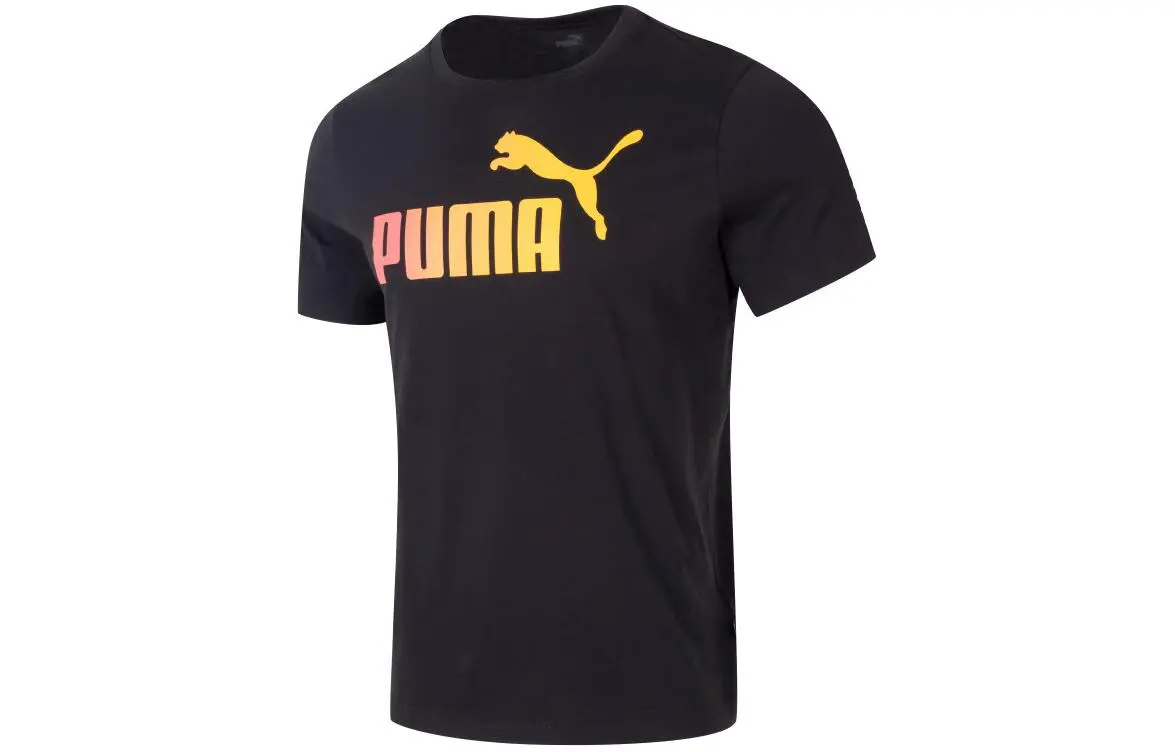 PUMA ESS T-Shirts Men's Black Crew Neck Moderate Straight Fit