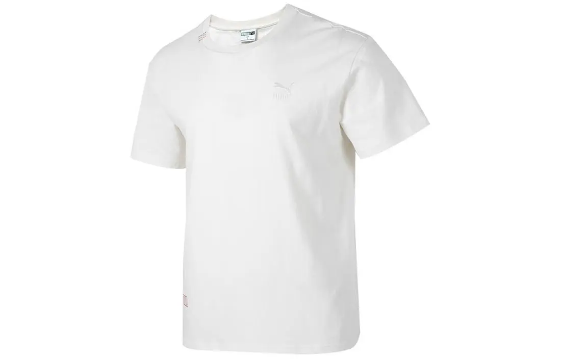 PUMA T-Shirts Men's White Crew Neck Moderate Straight Fit