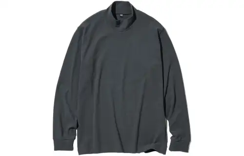 UNIQLO T Shirts Unisex Dark Gray Turtleneck Moderate Straight Fit