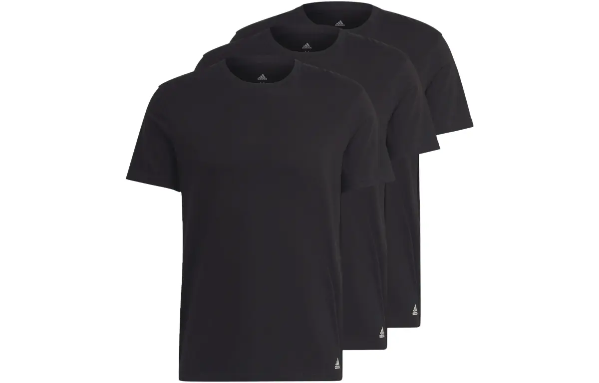 Adidas ACTIVE FLEX COTTON CREWNECK SHIRT UNDERWEAR T Shirt Men's 3 Pack Black