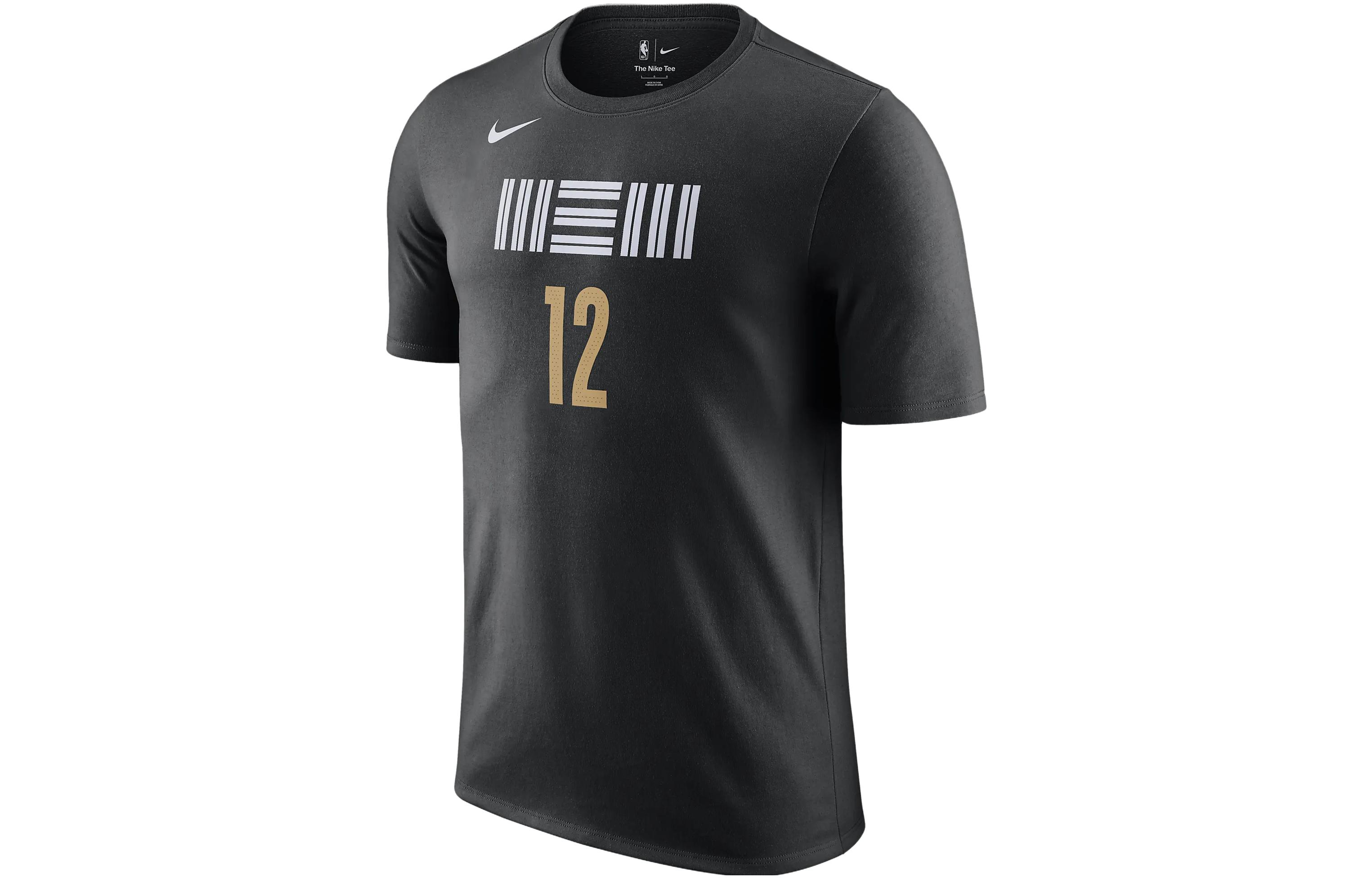 Nike Ja Morant Memphis Grizzlies City Edition Alphanumeric Print Round Neck Short Sleeve T-shirt City Edition Memphis Grizzlies Ja Morant No. 12 Men's Black