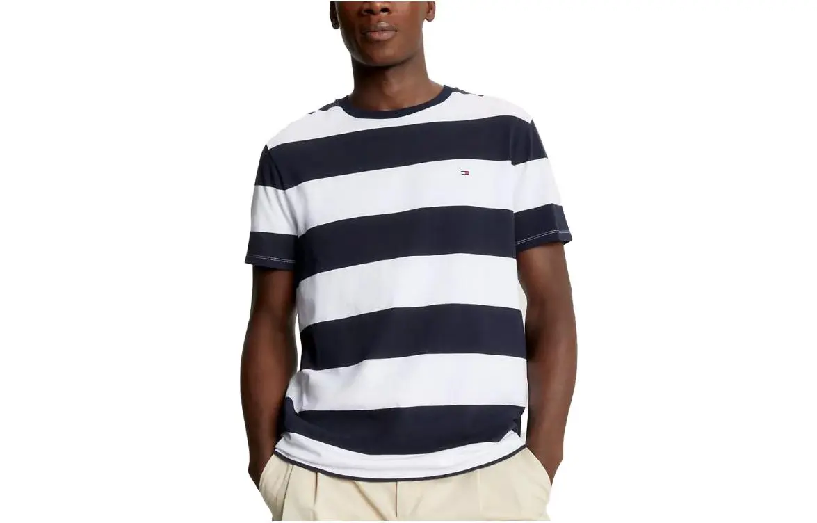 Tommy Hilfiger Rugby Stripe T Shirt T Shirt Men's White