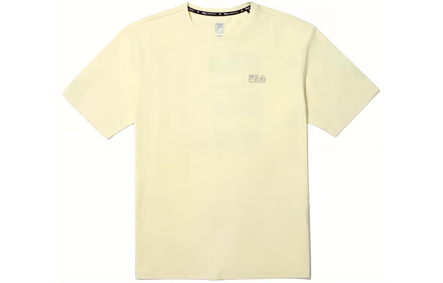 FILA T Shirts Unisex Yellow Crew Neck Moderate Straight Fit
