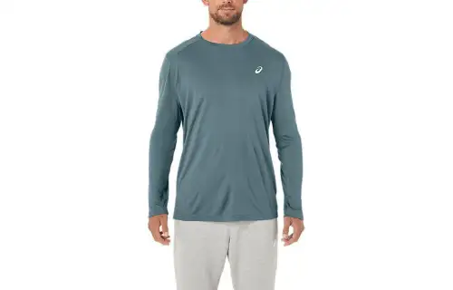 ASICS Sleeve Core T Shirts Men's Mist Cyan Crew Neck Moderate Straight Fit