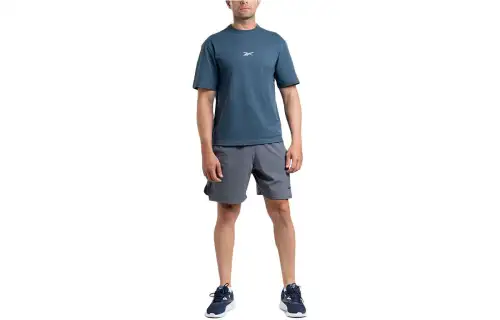 Reebok T Shirts Men's Blue Crew Neck Moderate Straight Fit