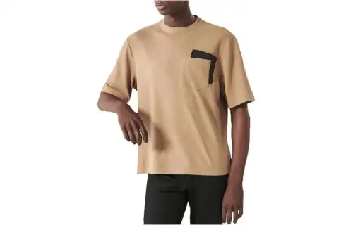 HERMES T Shirts Men's Camel Crew Neck Moderate Straight Fit
