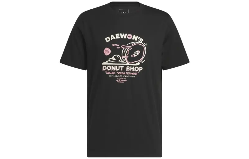 Adidas Originals DAEWON T Shirts Men's Black Crew Neck Moderate Straight Fit