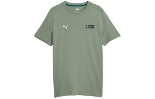 PUMA T Shirts Men's Green Crew Neck Moderate Straight Fit