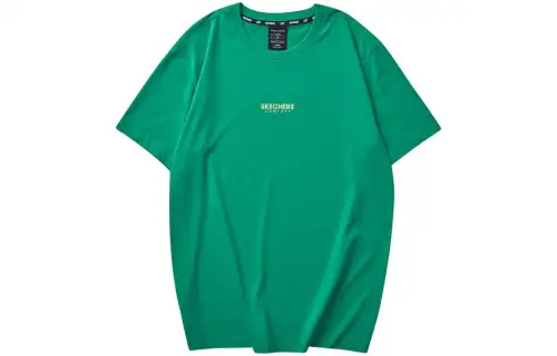 Skechers T Shirts Unisex Leaf Green/00J4 Crew Neck Thin Straight Fit