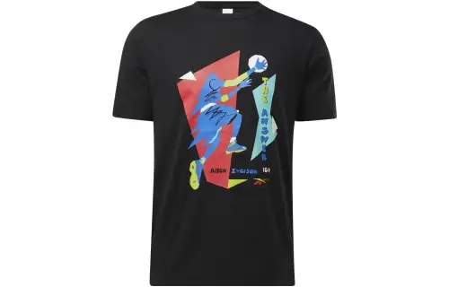 Reebok T Shirts Men's Black Crew Neck Moderate Straight Fit
