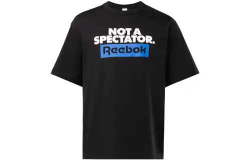 Reebok T Shirts Unisex Black Crew Neck Moderate Straight Fit