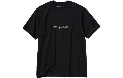 UNIQLO Peace For All Collection T Shirts Unisex Black Crew Neck Moderate