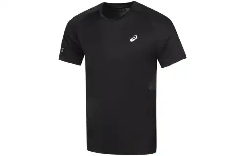 ASICS LUMINOUS T Shirts Men's Black Crew Neck Moderate Straight Fit