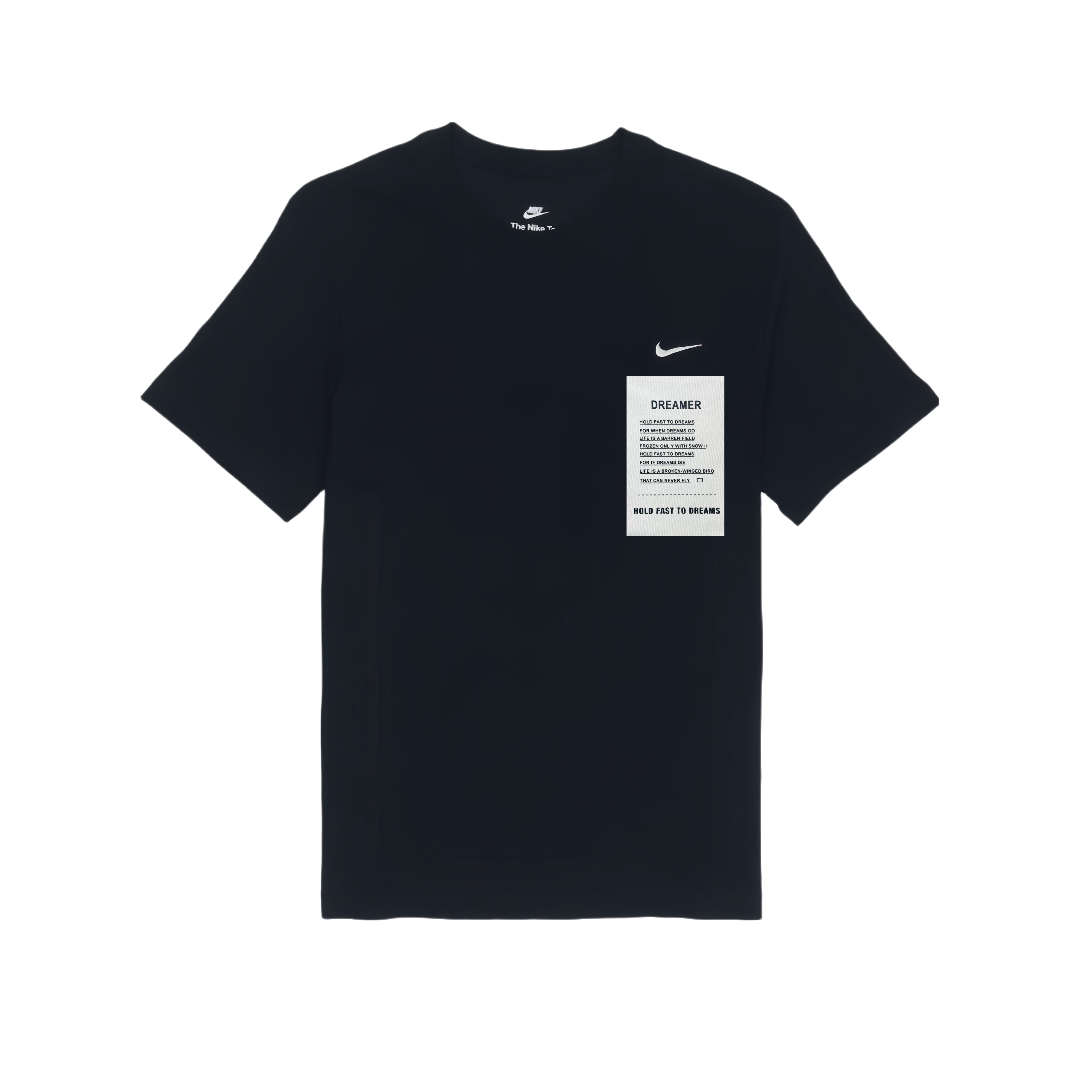 Nike, uniform, black short sleeve T-shirt with a round collar for men and women, custom-made, with embroidery, loose straight fit