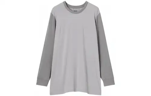 UNIQLO T Shirts Men's Gray Crew Neck Moderate