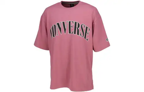 Converse T Shirts Men's Pink Crew Neck Moderate Straight Fit
