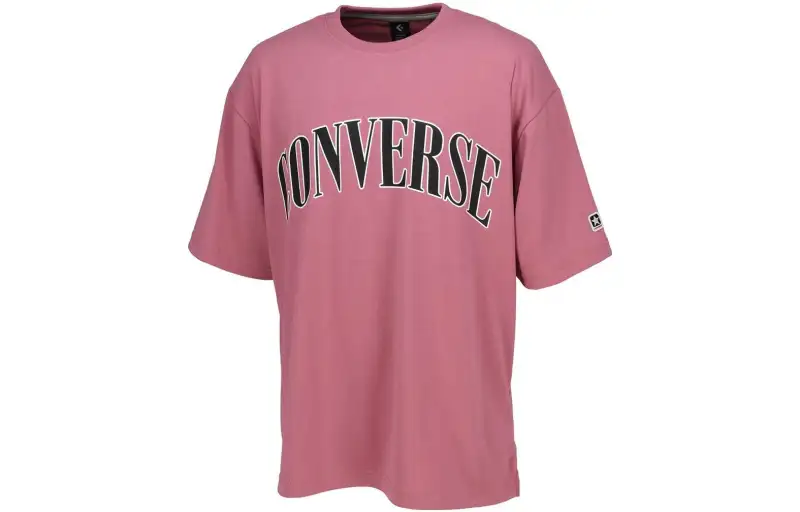 Converse T Shirts Men's Pink Crew Neck Moderate Straight Fit