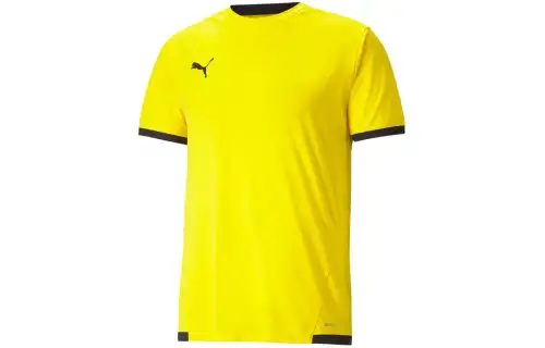 PUMA T Shirts Men's Yellow Crew Neck Moderate Straight Fit