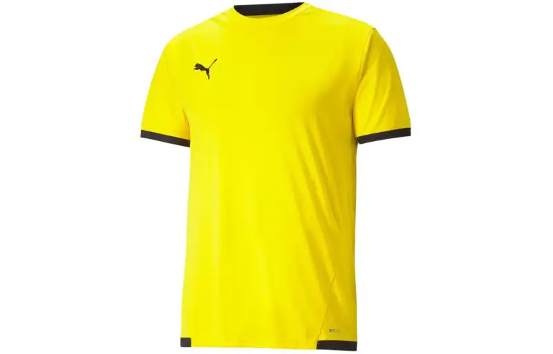 PUMA T Shirts Men's Yellow Crew Neck Moderate Straight Fit
