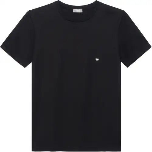 DIOR T Shirts Men's Black Crew Neck Moderate Straight Fit