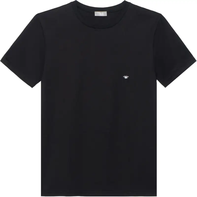 DIOR T Shirts Men's Black Crew Neck Moderate Straight Fit