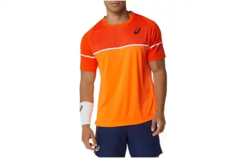 ASICS T Shirts Men's Orange Crew Neck Moderate Straight Fit