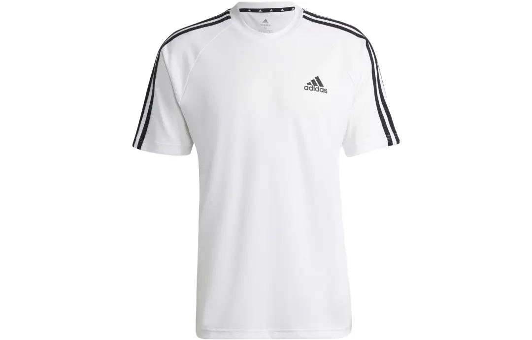 Adidas T Shirts Men's White Crew Neck Moderate Straight Fit
