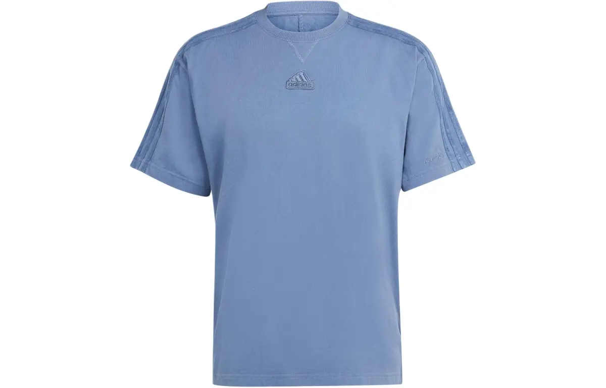 Adidas T-Shirts Men's Ink Blue Crew Neck Moderate Straight Fit