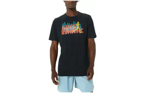 ASICS T Shirts Unisex Black Crew Neck Moderate Straight Fit