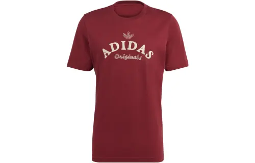 Adidas Originals T Shirts Men's Dark Red Crew Neck Moderate Straight Fit