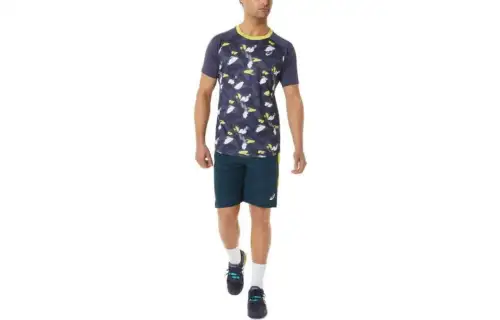 ASICS T Shirts Men's Indigo Crew Neck Moderate Straight Fit