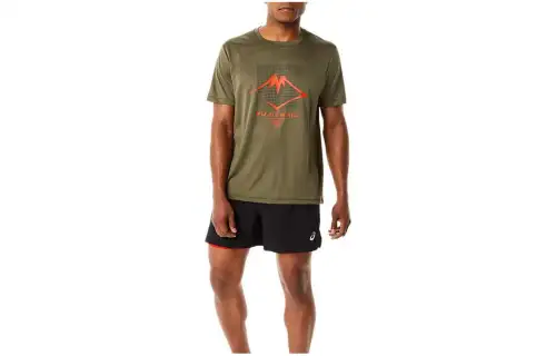 Asics FUJITRAIL Logo Short Sleeve Top T Shirt Men's Green